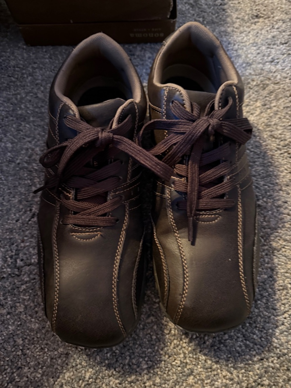 Soma Men's Dark Brown Lace-Up Sneakers with Contrast Stitching